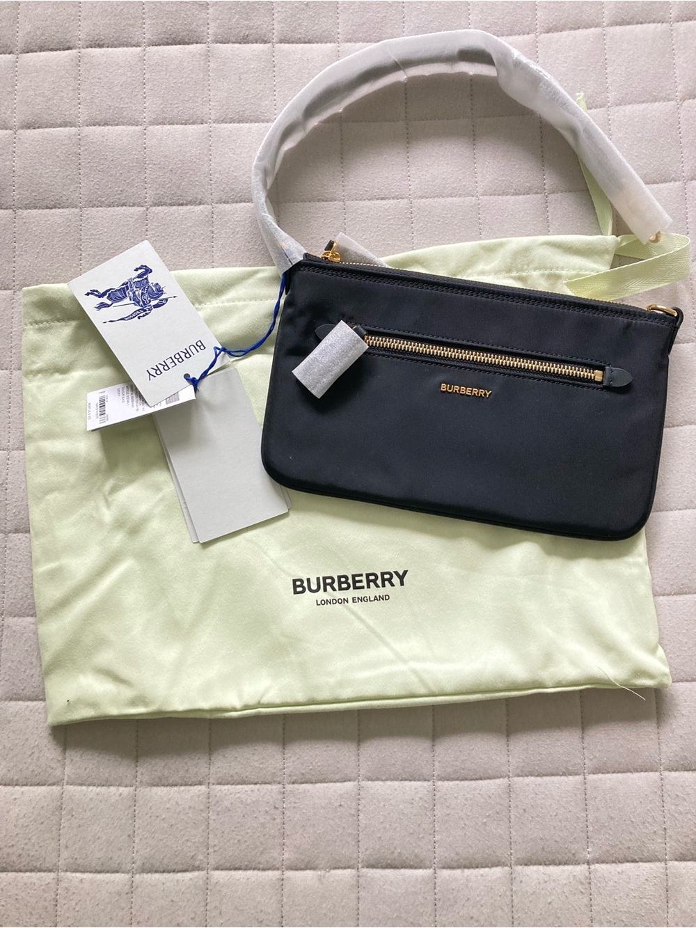 Burberry Women’s LS MN Pouch - Black Nylon Wrist Pouch with Gold Hardware
